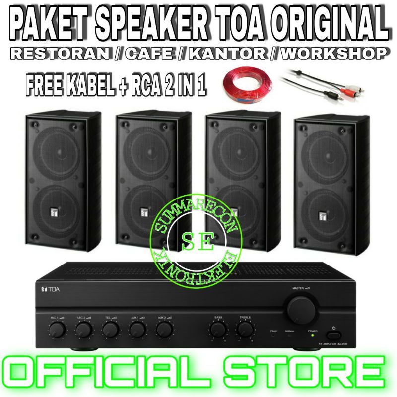 paket speaker toa restoran cafe kantor amplifier speaker toa 4 speaker