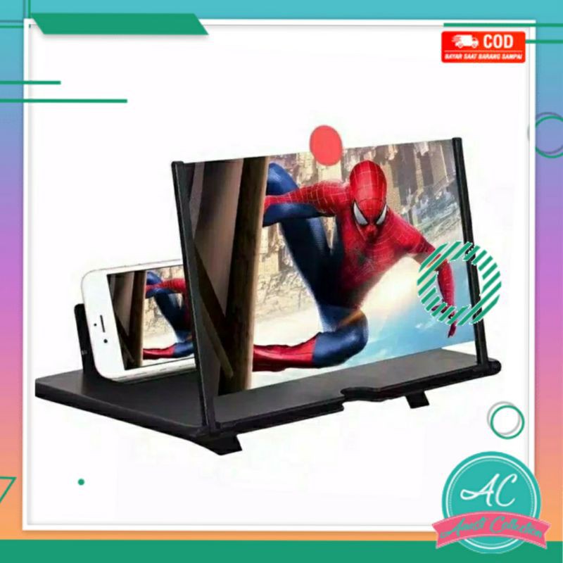 Pembesar layar stand holder HP smartphone serasa TV bioskop 3D screen kaca besar