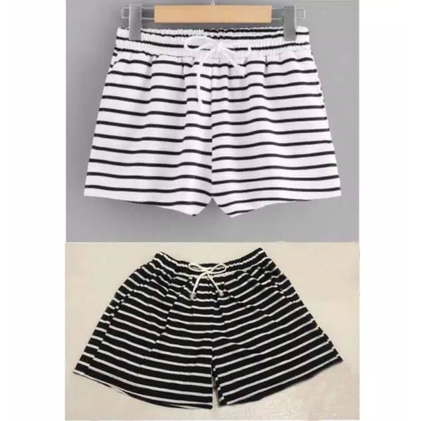 ModisFashion Celana  Pendek  Wanita  Hot Pants Print Salur 