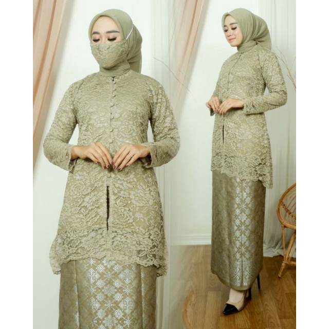 SET KEBAYA TUNIK BROKAT ROK SONGKET~KEBAYA BRUKAT KANCING~KEBAYA MODEREN~KEBAYA WISUDA~KEBAYA PESTA BY BA