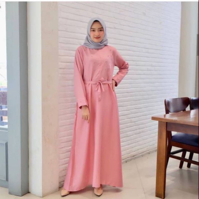 Britni pearl dress maxi baju gamis fashion muslim remaja wanita