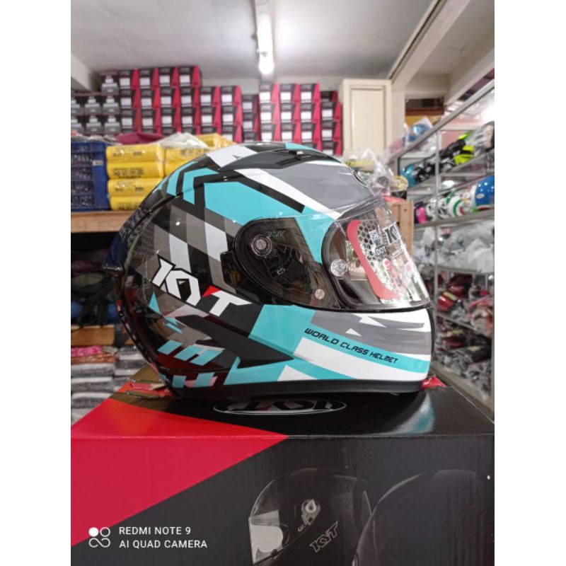 Helm KYT FALCON FR FLOW BLACK/AQUA BLUE