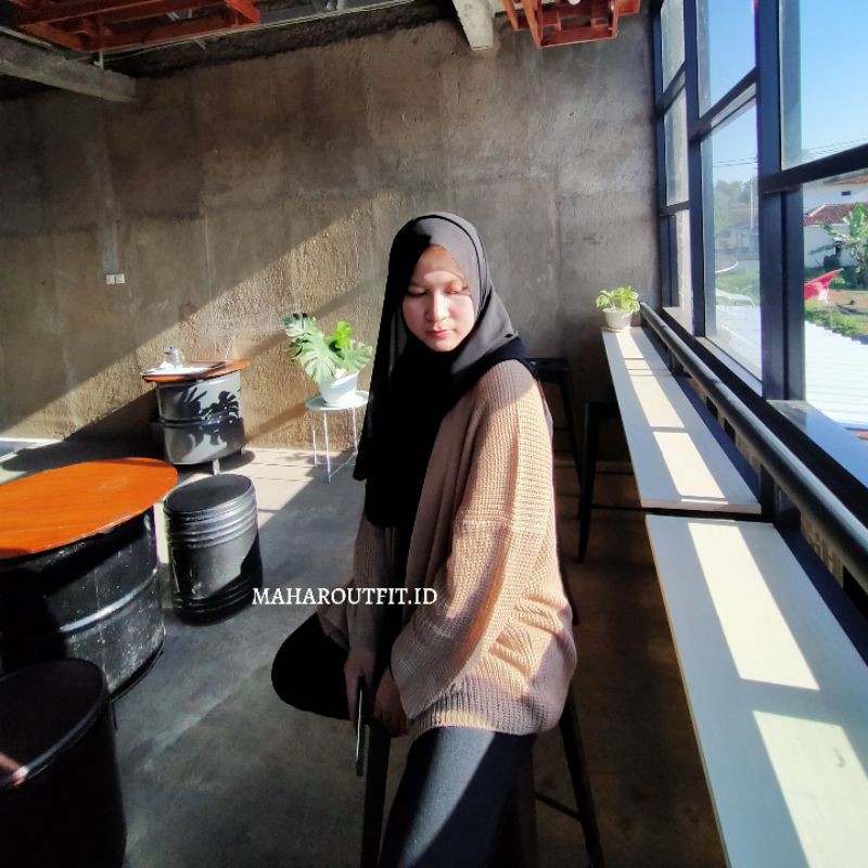 CARDIGAN RAJUT TEBAL OVERSIZE / BEST SELLER!!-Khaky