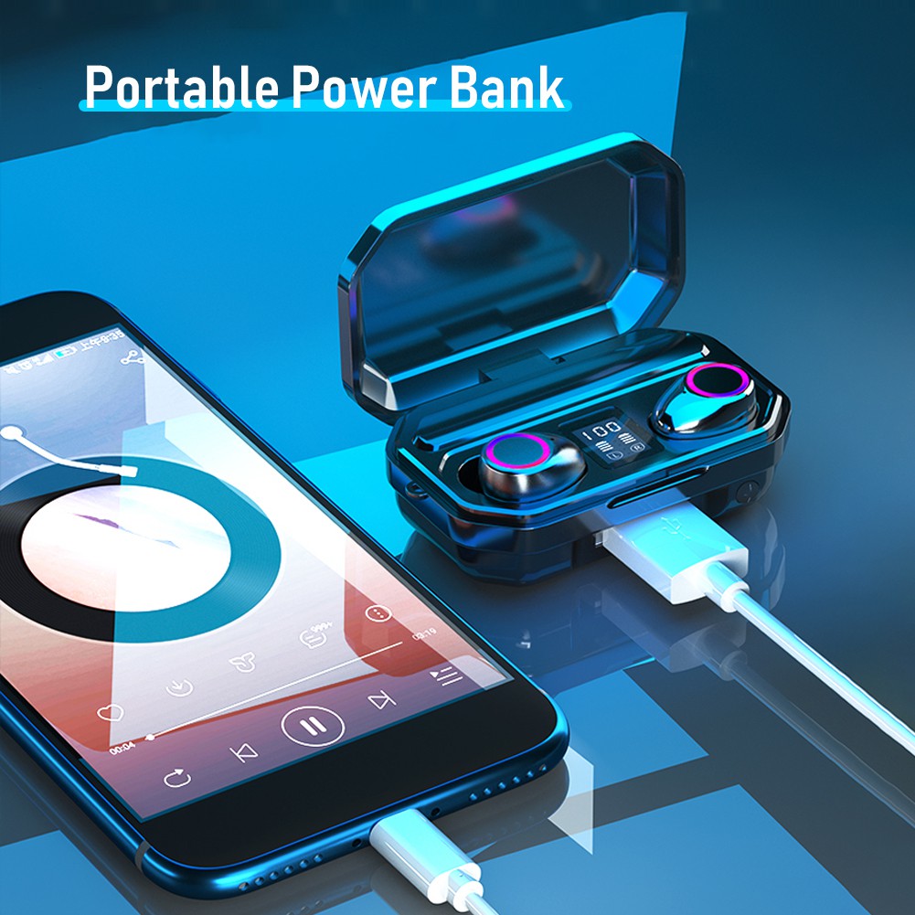 ⚡YZ Headset Wireless Bluetooth Earphone 5.0 Model F9-M12 Binaural Dengan Layar Sentuh Dan Baterai COD