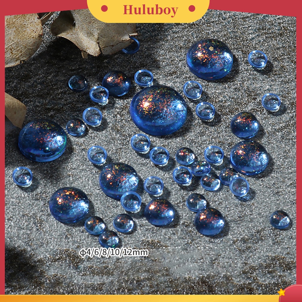 Huluboy Huluboy♡ 100pcs / Kotak Berlian Imitasi Resin Bulat AB Flat Back Warna-Warni Untuk Dekorasi Nail Art / Manicure