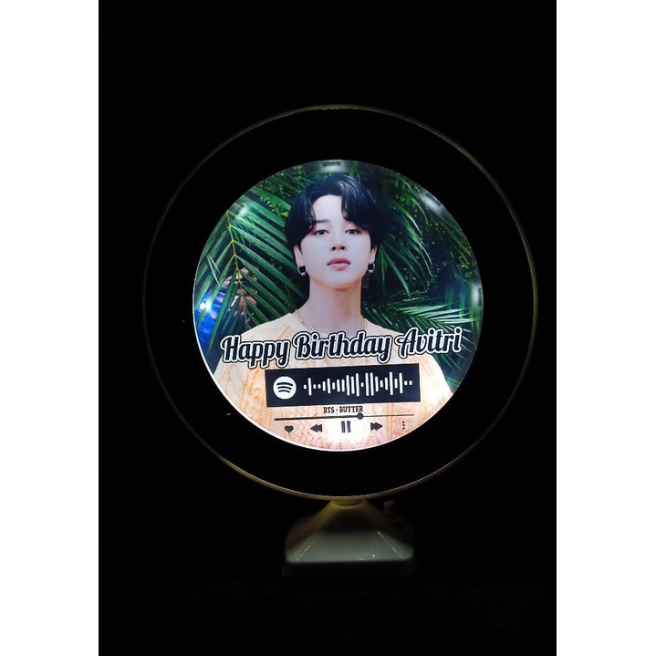 BERGARANSI Cermin Custom Foto KPOP BTS + Bingkai Foto + Lampu Kamar Tidur Meja Dekorasi Moonlight LE