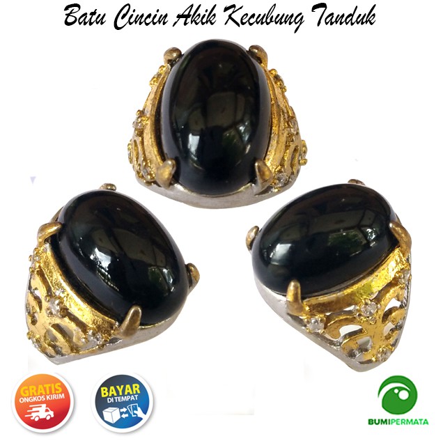 Batu Cincin Akik Kecubung Tanduk Hitam Pekat