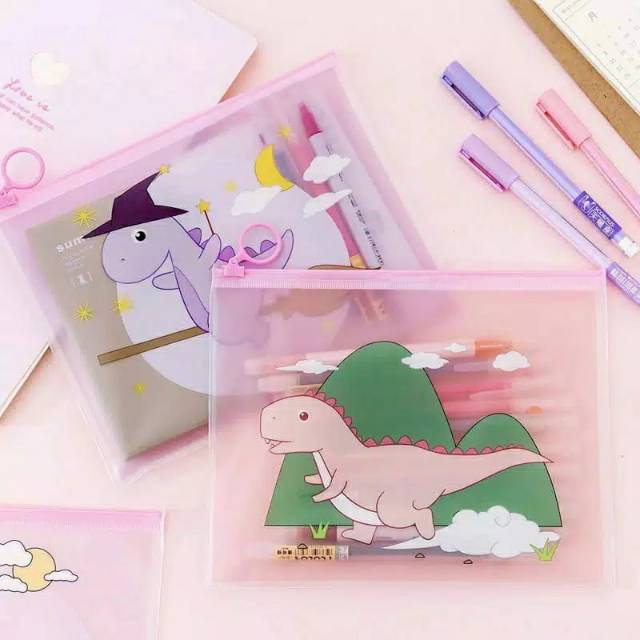 Zipper bag transparan dinosaurus