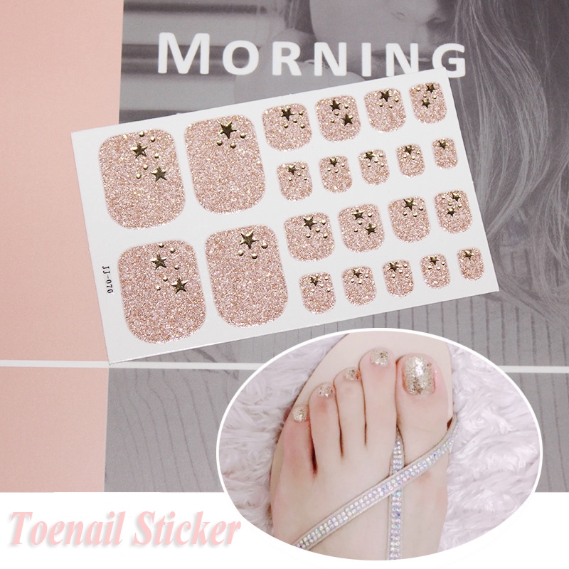 Jj061-080 22pcs/lembar Stiker Kuku Kaki Palsu 3d Diy