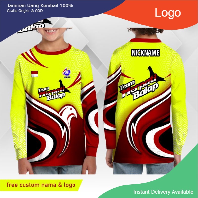 Baju Jersey merpati balap /merpati tinggi /merpati kolong kaos burung dara ANAK FULLPRINT