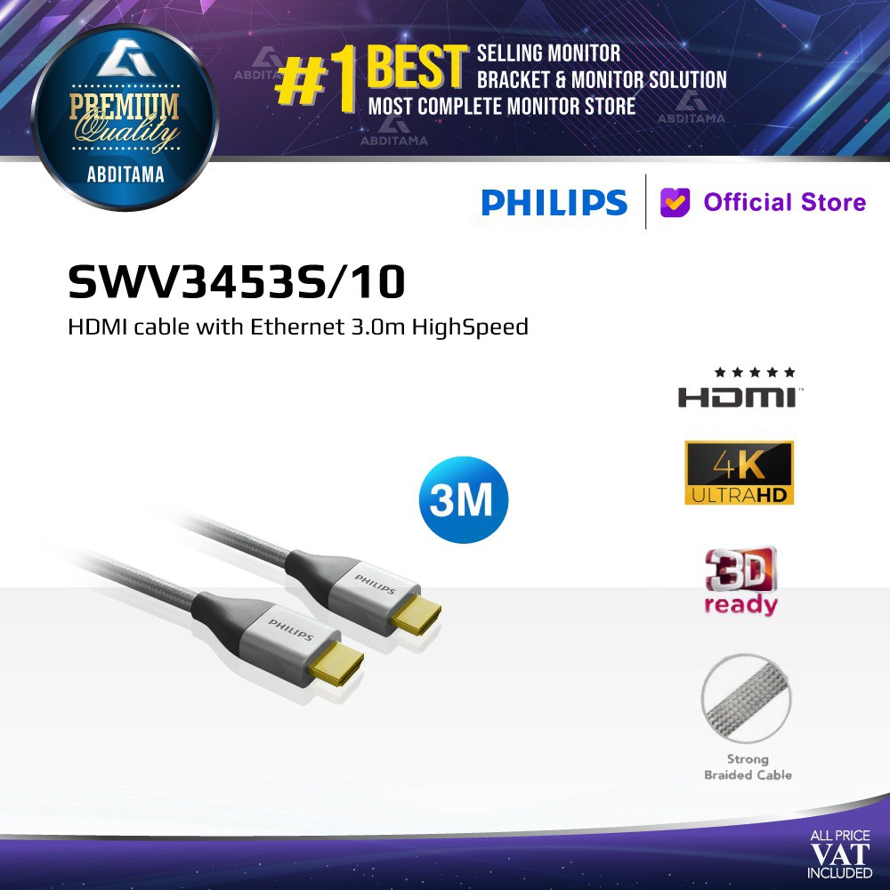 Kabel HDMI PHILIPS 3m 4K 60fps 18Gbps Gold Plated