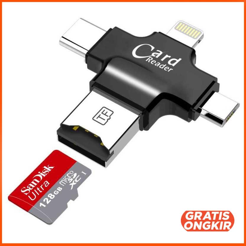 OTG Card Reader 4 in 1 Lightning Micro USB USB Type C CR125