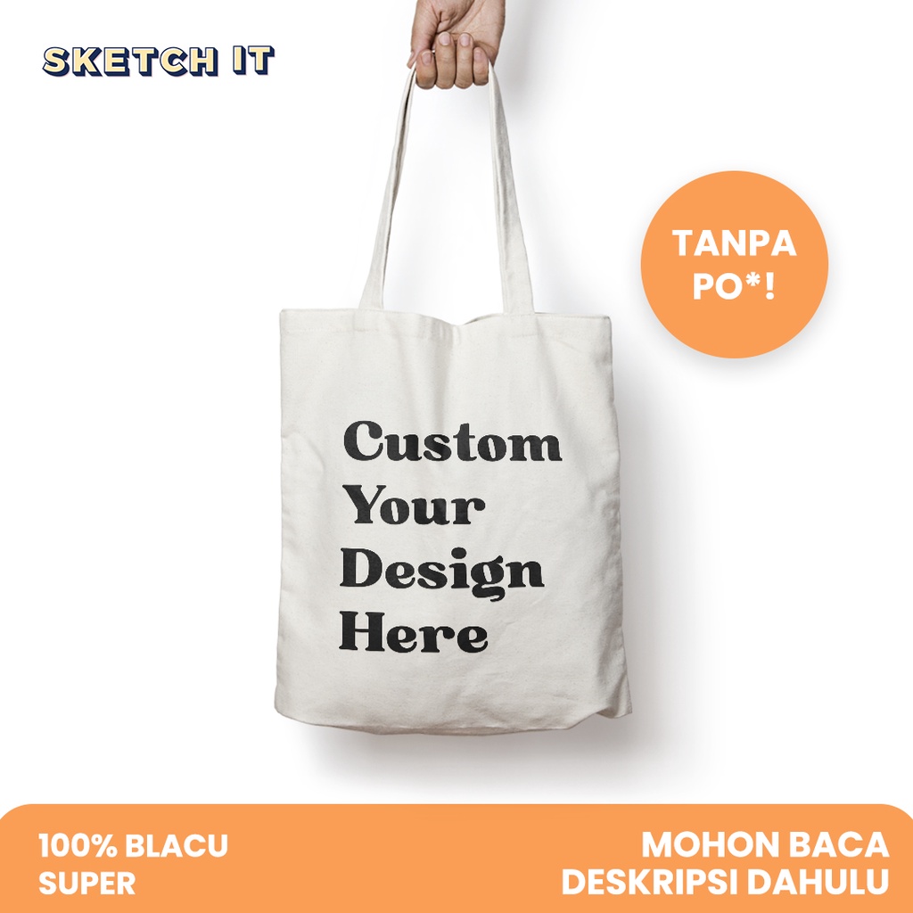 Tas Totebag Premium Tote Bag Blacu Custom Gambar Bebas - Sketch It Project