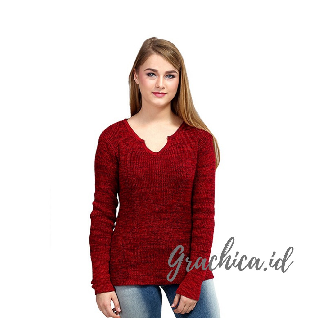 Sweater Rajut Wanita Warna Merah Maroon Shopee Indonesia