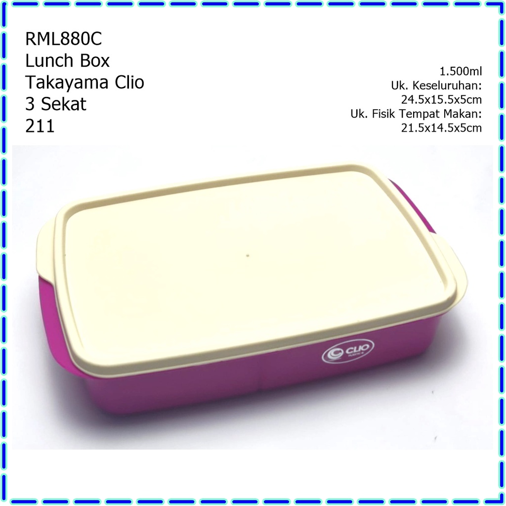 RML880C Lunch Box/Kotak Makan/Bekal Makanan Takayama Clio 3 Sekat 211