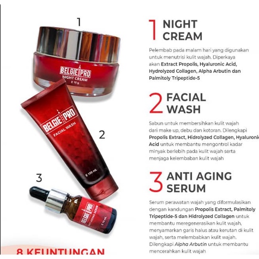 BELGIE PRO NIGHT CREAM 100% ORIGINAL CREAM ANTI AGING WITH PROPOLIS IPPHO SANTOSA