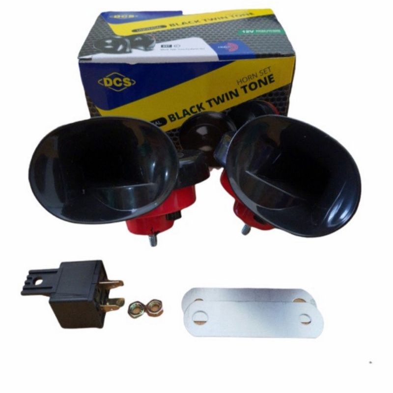 Jual Klakson keong DCS 12V + relay / klakson keong black twin tone DCS