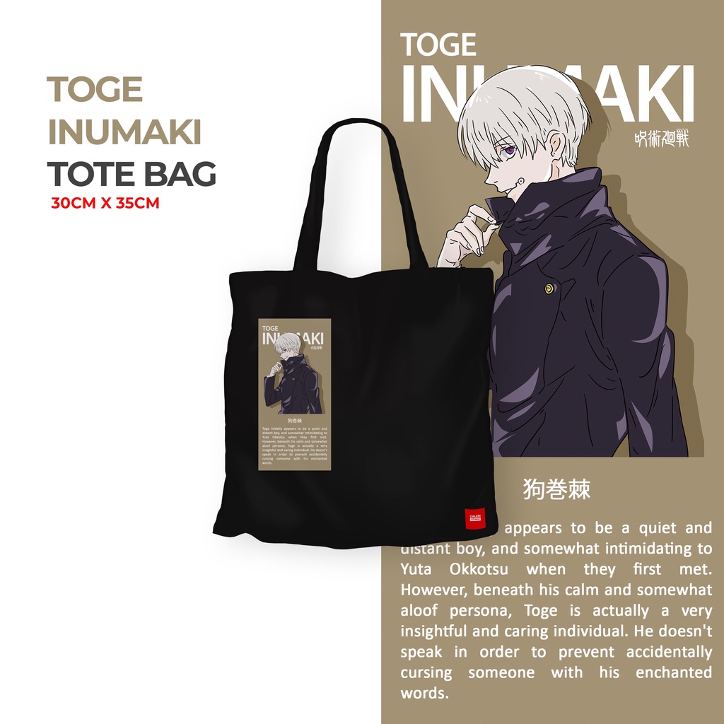 Galeri Otaku - Totebag Kanvas Jujutsu Kaisen - Toge Inumaki, Gojo Satoru, Sukuna