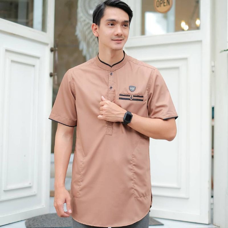 Baju Koko Kurta Dewasa Lengan Pendek Material Catton  Adem Serap Keringat-8