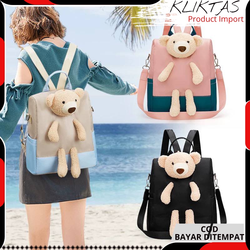 TAS RANSEL BACKPACK WANITA FASHION KOREA IMPORT 3026 ANTI AIR SEKOLAH KULIAH KERJA TERBARU FASHION C