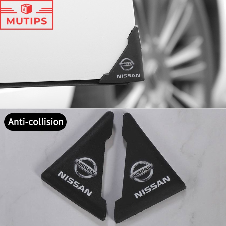 NISSAN 2pcs Stiker Sudut Pintu Mobil Anti Gores Bahan PVC Untuk March Juke Skyline Terrano Gtr Livina Serena Xtrail t31 t30