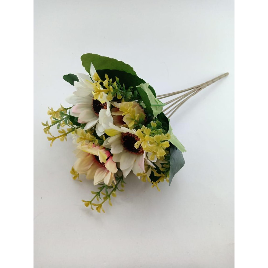 COD BUNGA TANGKAI MATAHARI BUNGA TANGKAI PLASTIK BUNGA ARTIFISIAL BUNGA PAJANGAN BUNGA HIAS BT9038-PUTIH