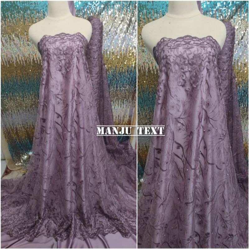 Kain - bahan tile renda mutiara /bahan tille mutiara/cocok untuk dress gaun pesta dll PROMO TERMURAH