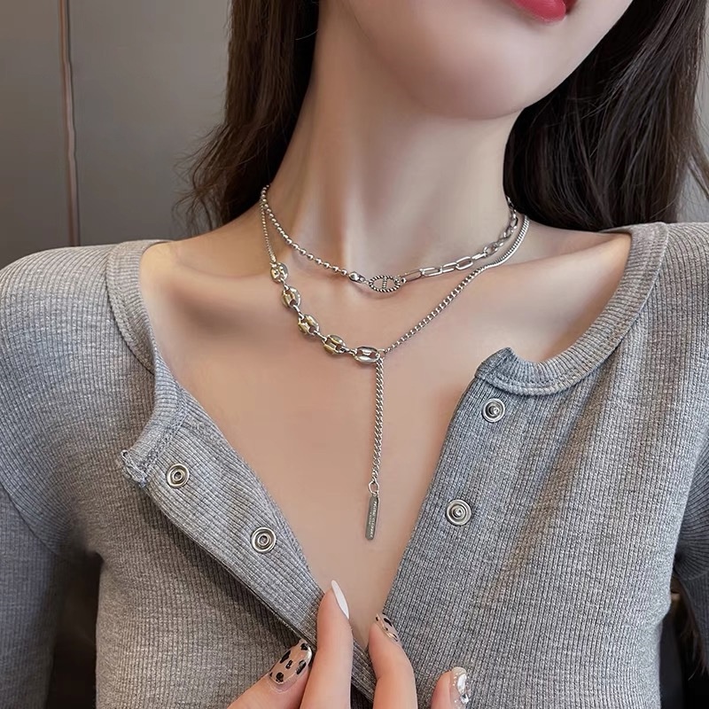 Kalung KL65  2pcs / Necklace / Aksesoris / Accessories Kalung Unik Lucu / Perhiasan Rantai Fashion Wanita / Deluna/BB