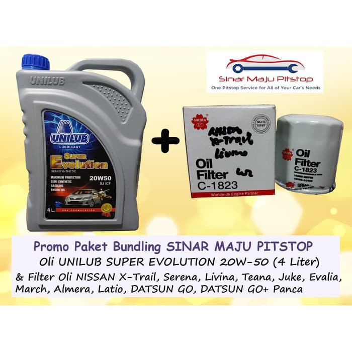 Paket Oli UNILUB SUPER 20W-50 & Filter Oli Mobil DATSUN GO & GO+ PANCA HATCHBACK & DATSUN CROSS