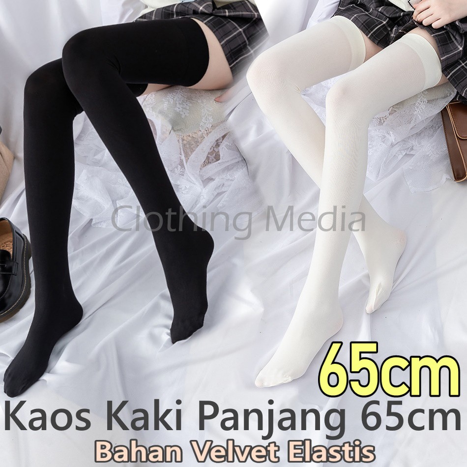 Kaos Kaki Panjang 65cm Velvet Overknee Elastis Kaus Paha Tinggi Jepang Thigh High