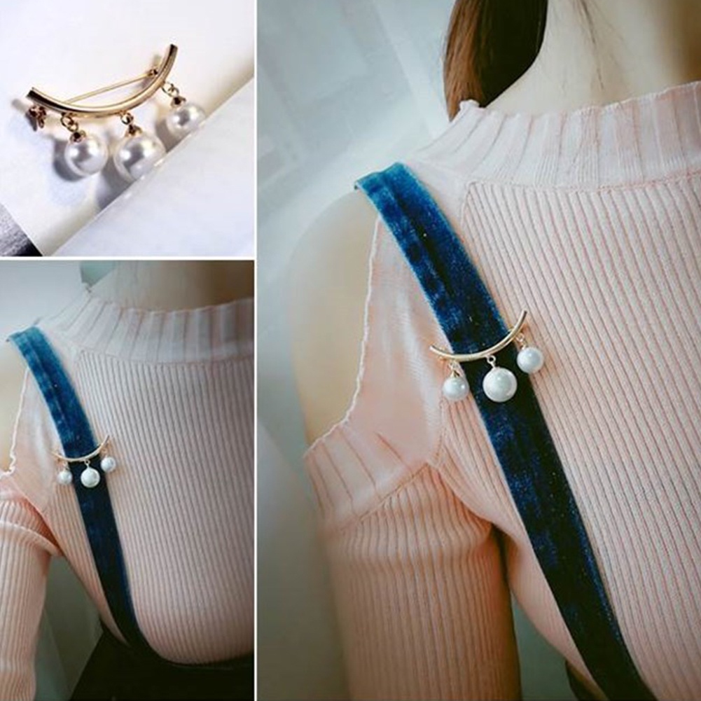 Bros Pin Model Menjuntai Aksen Mutiara Tiruan Untuk Wanita