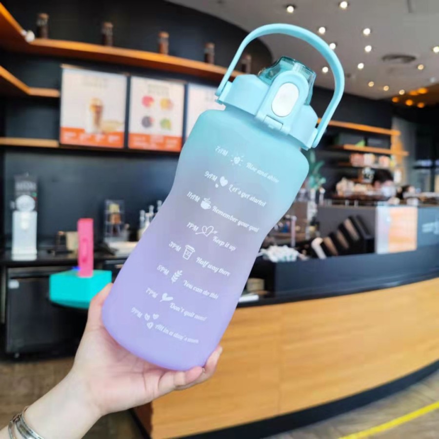 Botol Minum Motivasi Warna Gradasi Pastel 2Liter