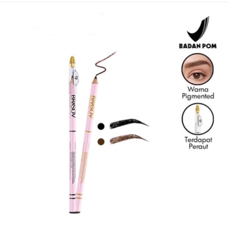 BRASOV Eyebrow Pensil Alis 3 in 1 + Sharperner + Brush | 2 in 1 + Sharperner Only