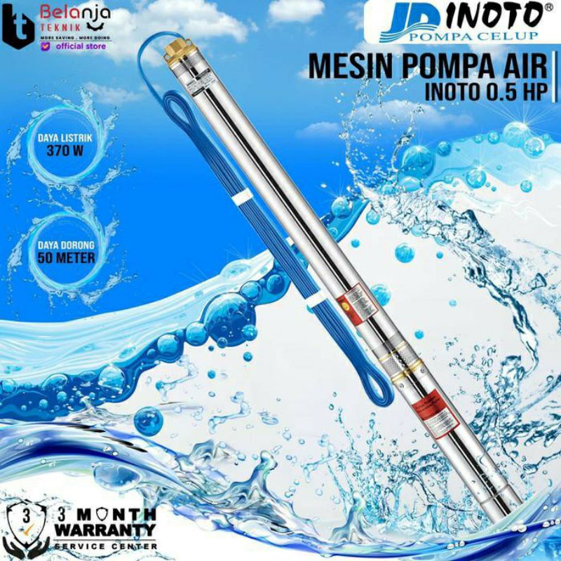 Pompa celup Inoto 0,5 HP sumersible pump pompa sumur bor 2 inch