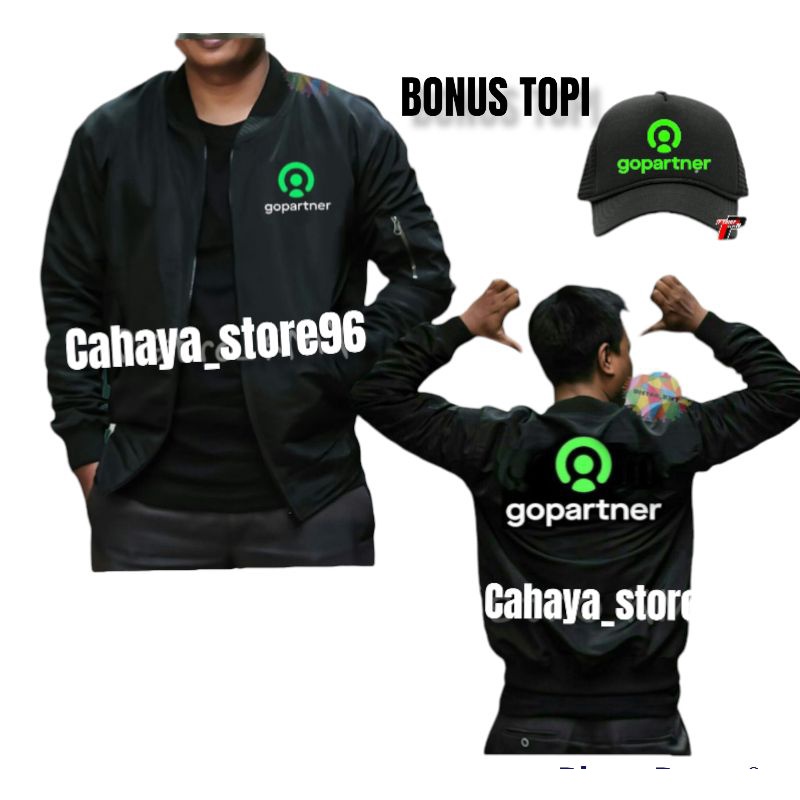 JAKET BOMBER SABLON GOPARTNER TERBARU / BAHAN ANTI AIR / BOMBER POLOS