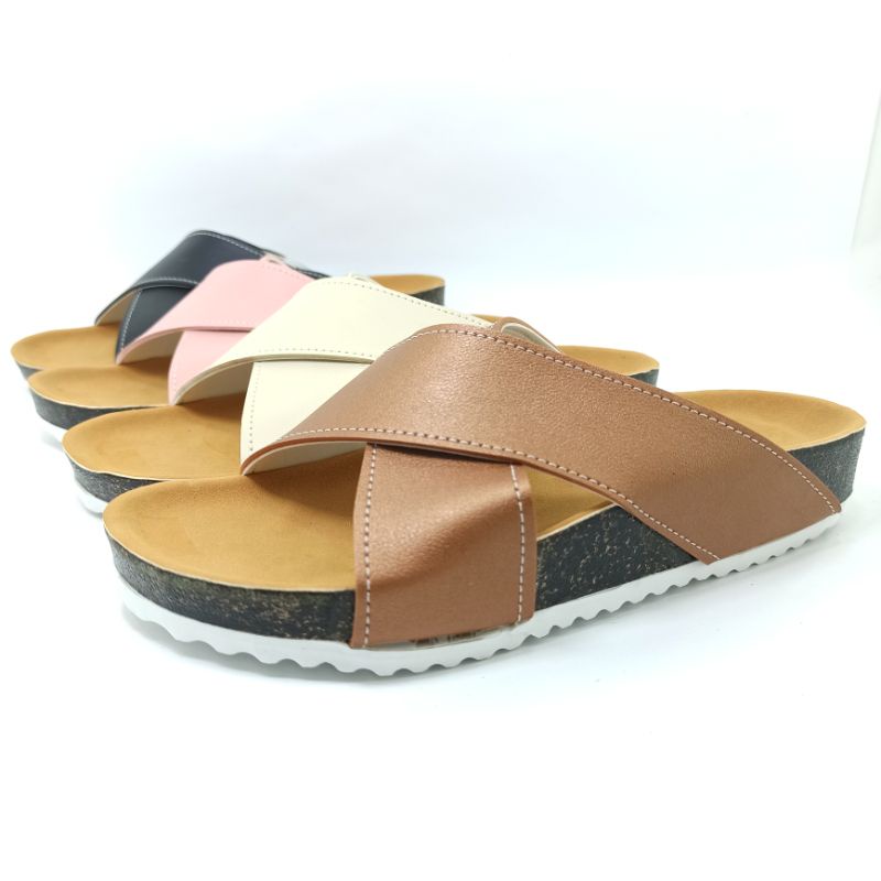 Sandal Wanita Casual Sandal Slop Puyuh Kekinian Model Silang Sendal Selop Andis AF12