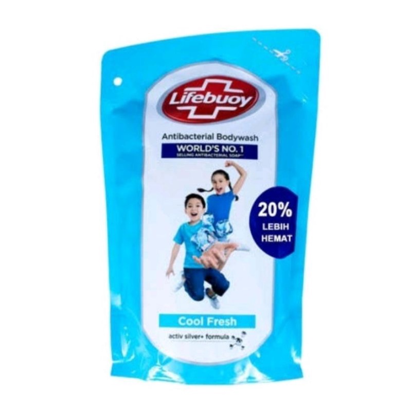 Lifebuoy isi ulang kecil Sabun Mandi Cair Refill Cool Fresh 250 ml - biru muda