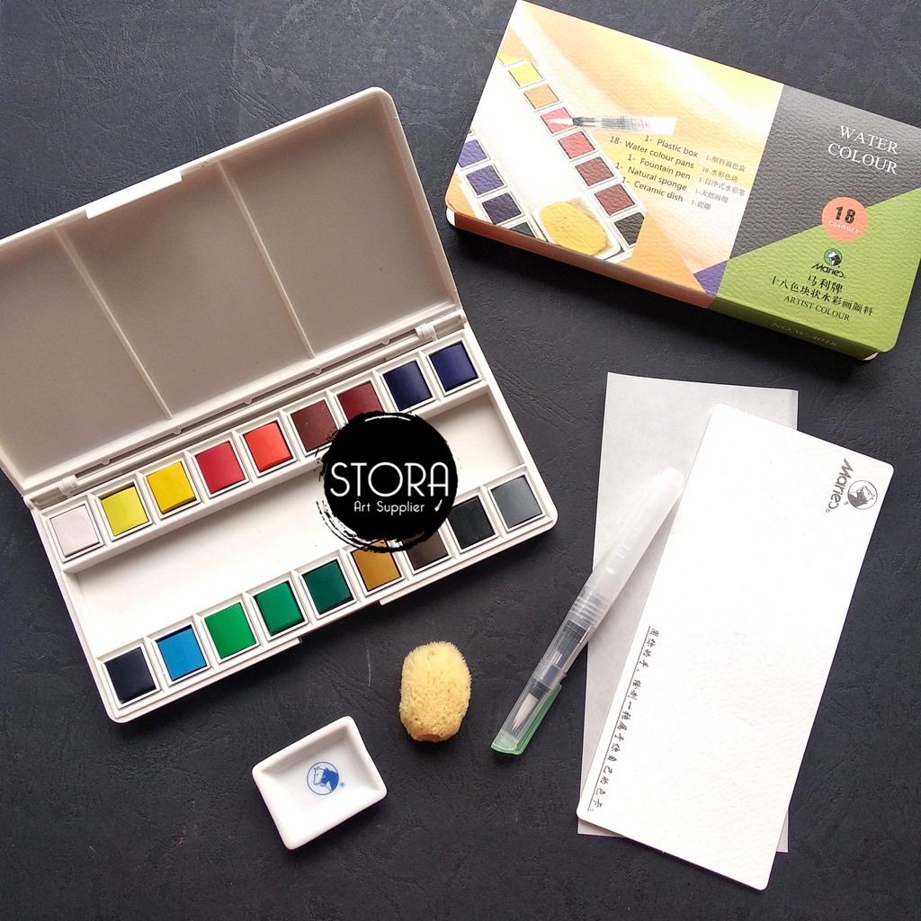 Maries Watercolour Pocket Box Set 18 Cat  Air  Padat 