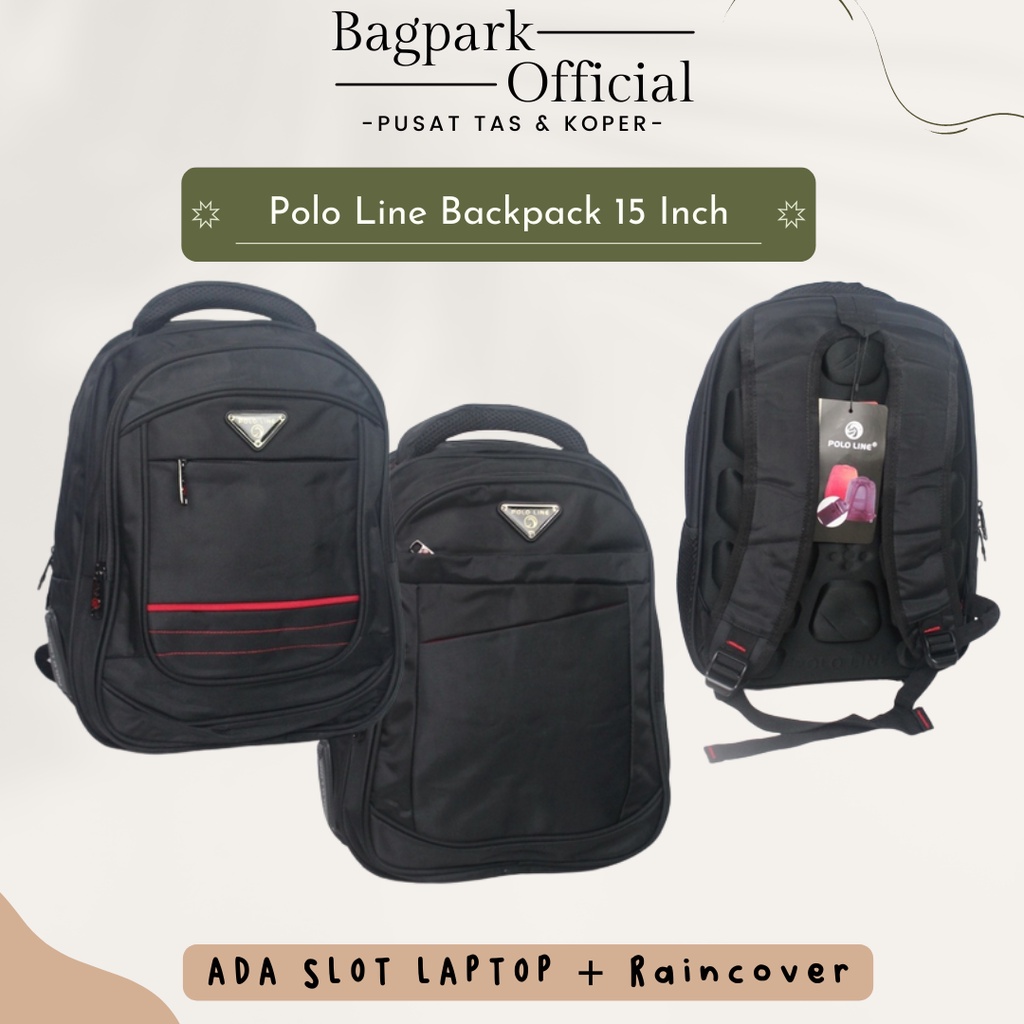 Tas Ransel Pria Tas Remaja Anak Cowok Tas Laptop Polo Line Free Rain Cover Terbaru