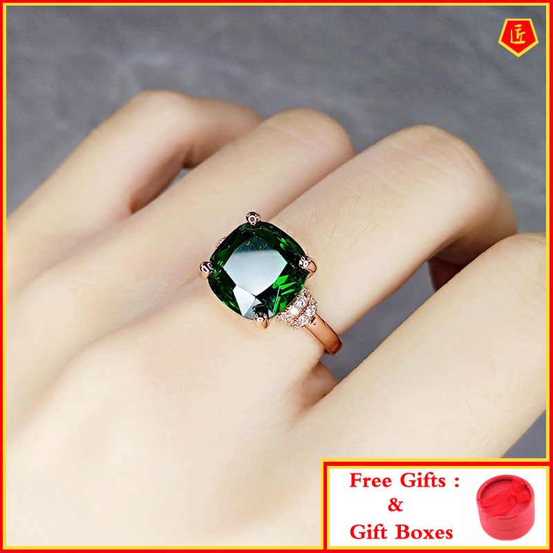 Cincin Rose Gold 18k Simple Dengan Emerald Untuk Wanita