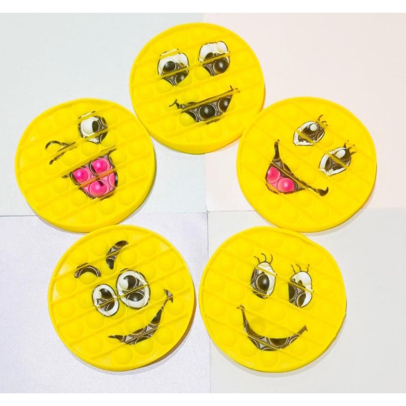 POP IT Fidget Toy mainan untuk penghilang stres pada anak Push bubble toy READY-Rndm Smile Bulat 1pc