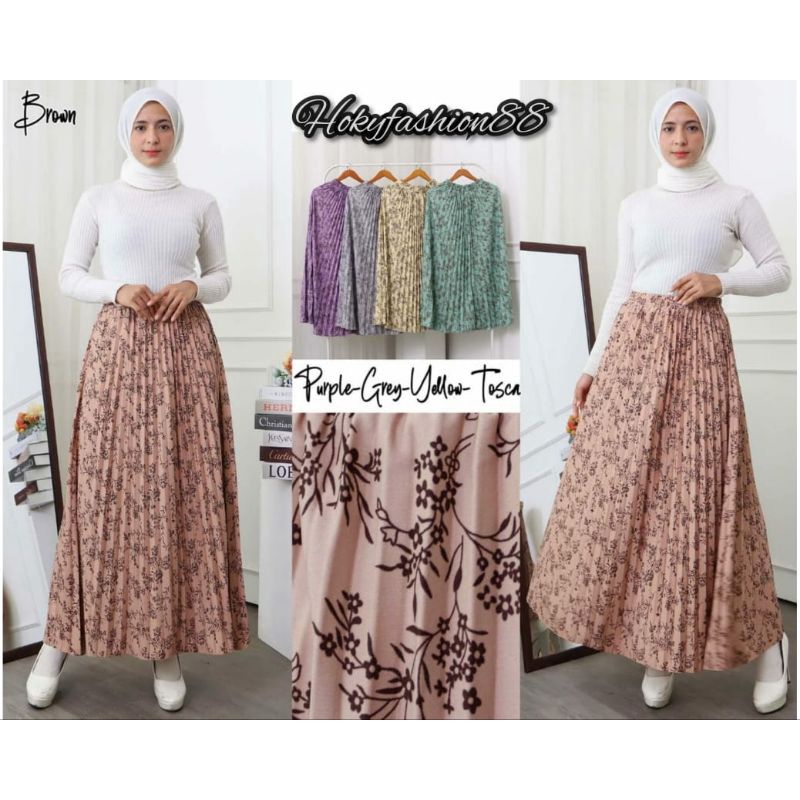 NEW-ROK PLISKET MOTIF BUNGA BABY BREATH MINI BAHAN HYGET // ROK MOTIF PLISKET BUNGA BABY BREATH KEKINIAN