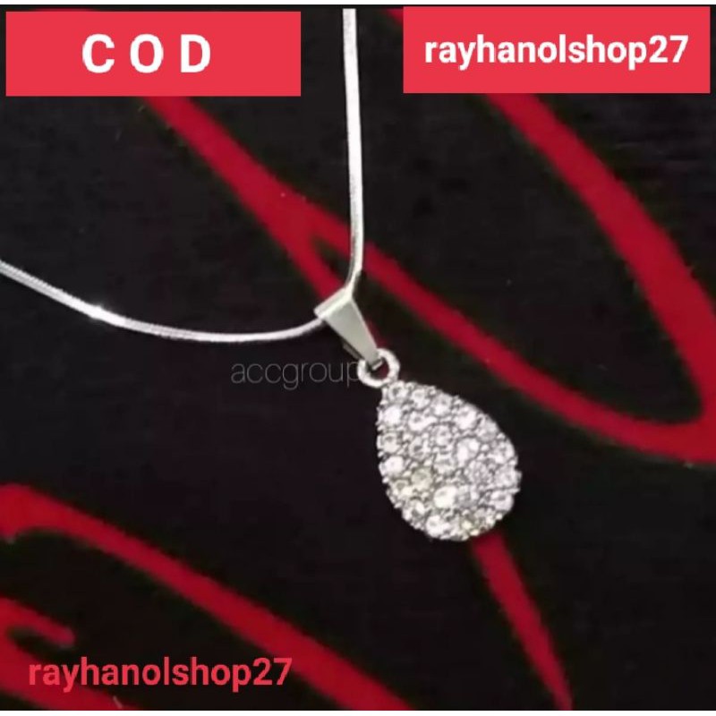 Kalung liontin Bandul full permata fhasion wanita  anti karat warna silver