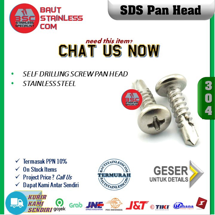 SDS PAN HEAD SELF DRILLING SCREW PAN HEAD STAINLESS STEEL SS410