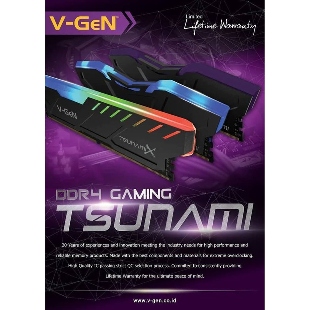V-GEN Tsunami DDR4 16GB PC-2666 CL15 1.2V 8GBx2 LED