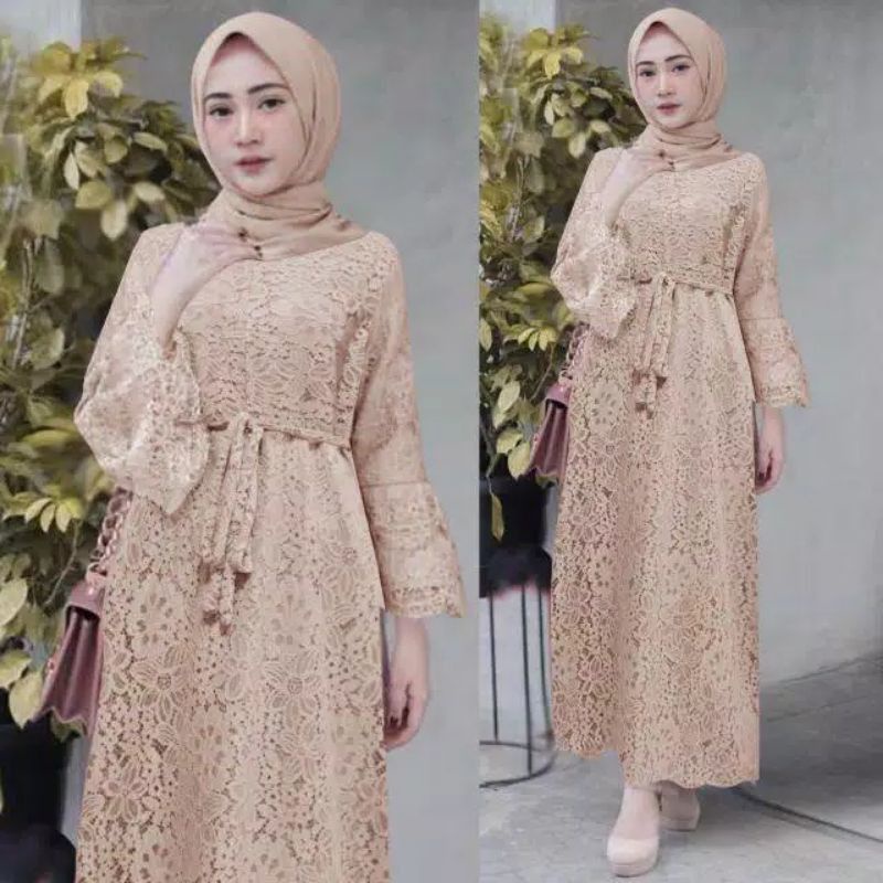 MAXI YASINA/GAMIS FULL BRUKAT/MAXI DRESS BRUKAT/GAMIS PESTA-Coksu