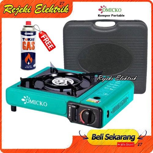 Kompor Gas Portable 2 in 1 Omicko Varian warna Terbaru ( RANDOM ) Biru - Hitam - Tosca - Merah - Kuning - Ungu