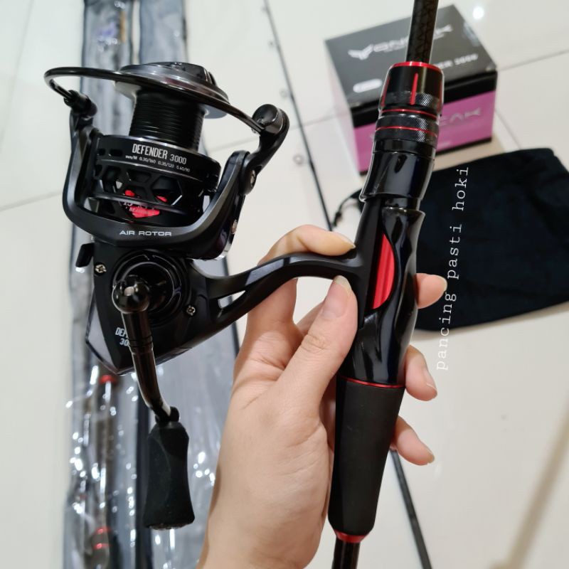 joran set ONCAK black eye + reel defender POWER HANDLE