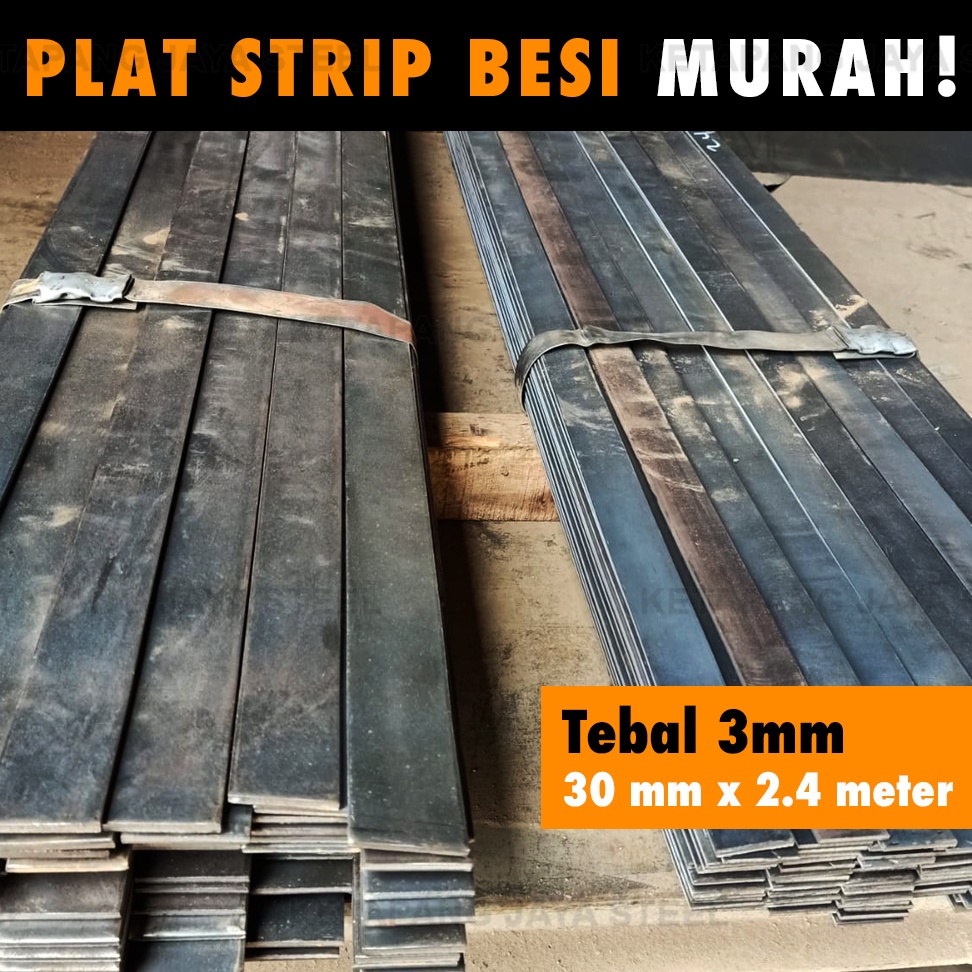 Jual Plat Strip Besi 3 mm x 3 cm x 2.4 meter Indonesia