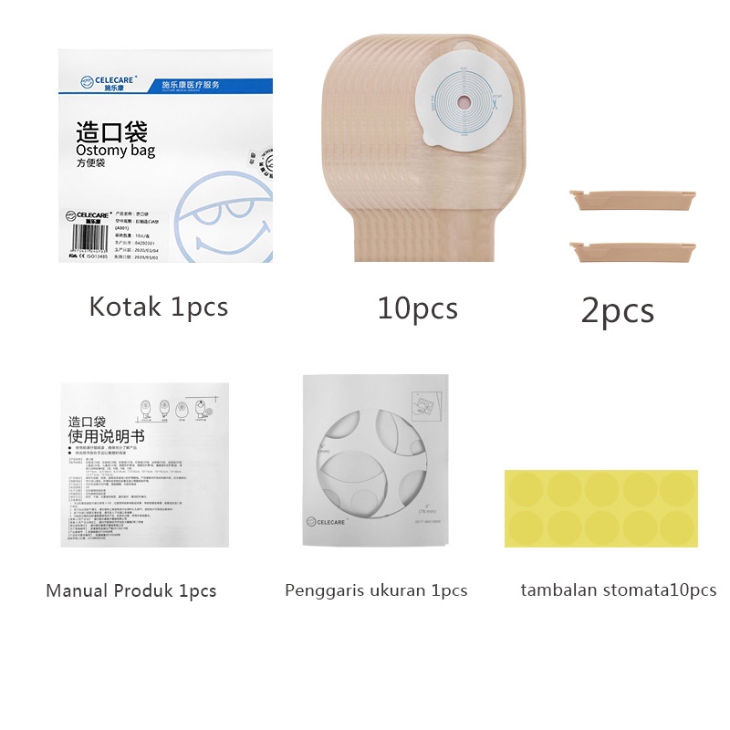 10Pcs Satu Potong Sistem Diaktifkan Filter Karbon Kantung Kolostomi Penghilang Bau Knalpot Stoma Kantong Colostomy Ostomy Tas Cut UKURAN 20Mm-65Mm Beige Cover